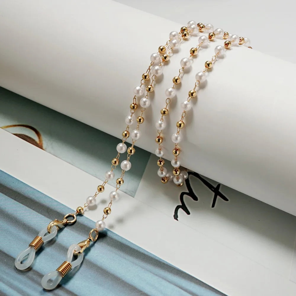 Pearl Bead Eyeglass Chain – Anti-Lost Glasses Holder Necklace Eyeglass Chain Lanyard PLUSH Style 1