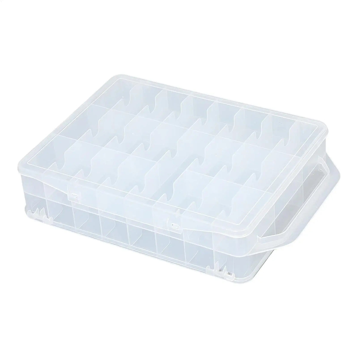 Clear 46-Compartment Double-Sided Storage Box with Handle & Lid Storage Organizer Box PLUSH