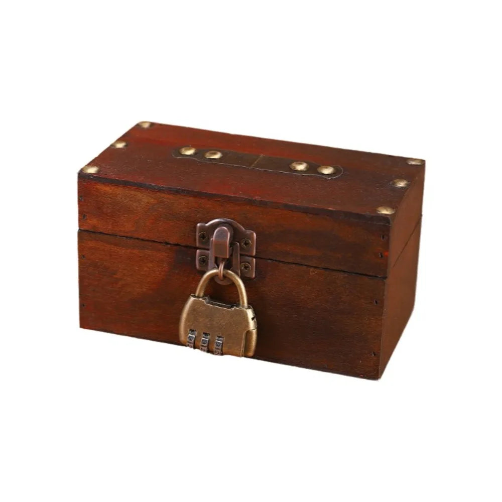 Vintage Wooden Treasure Chest Jewelry Box with Lock – Retro Jewelry Storage Box PLUSH Style-4