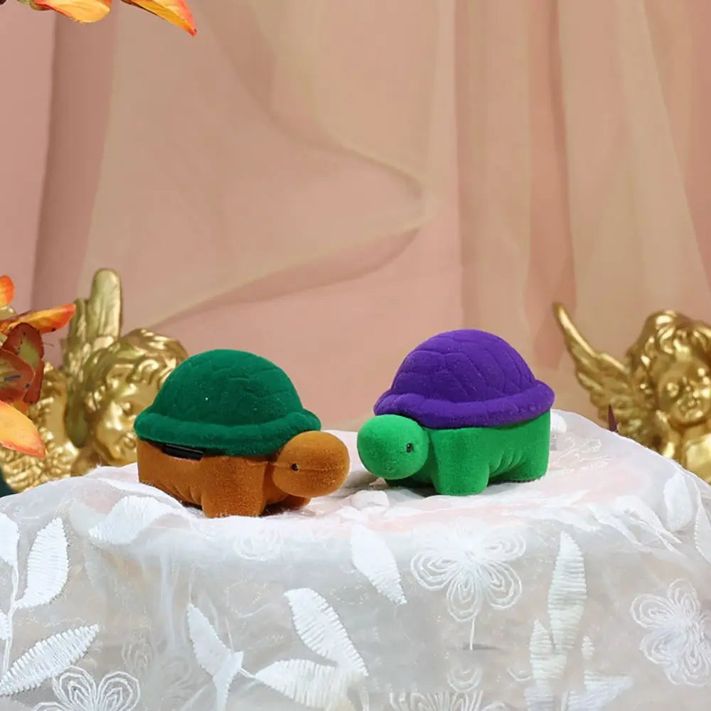 Turtle Tortoise Velvet Ring Box – Jewelry Gift Storage Case Jewelry Gift Box PLUSH