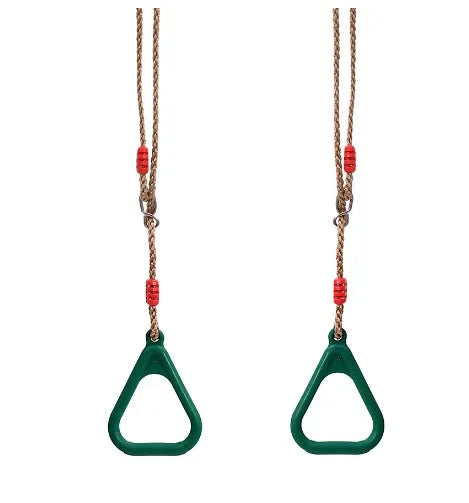 Kids Outdoor Gym Rings – Playground Pull-Up Swing Rings Kids Gym Rings PLUSH green
