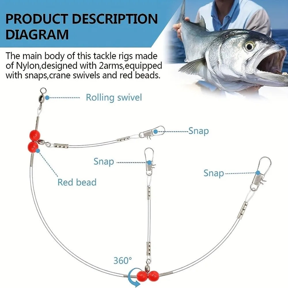6pcs Pre-Made Fishing Leader Rigs – Abrasion-Resistant Nylon Fishing Leader Rigs PLUSH