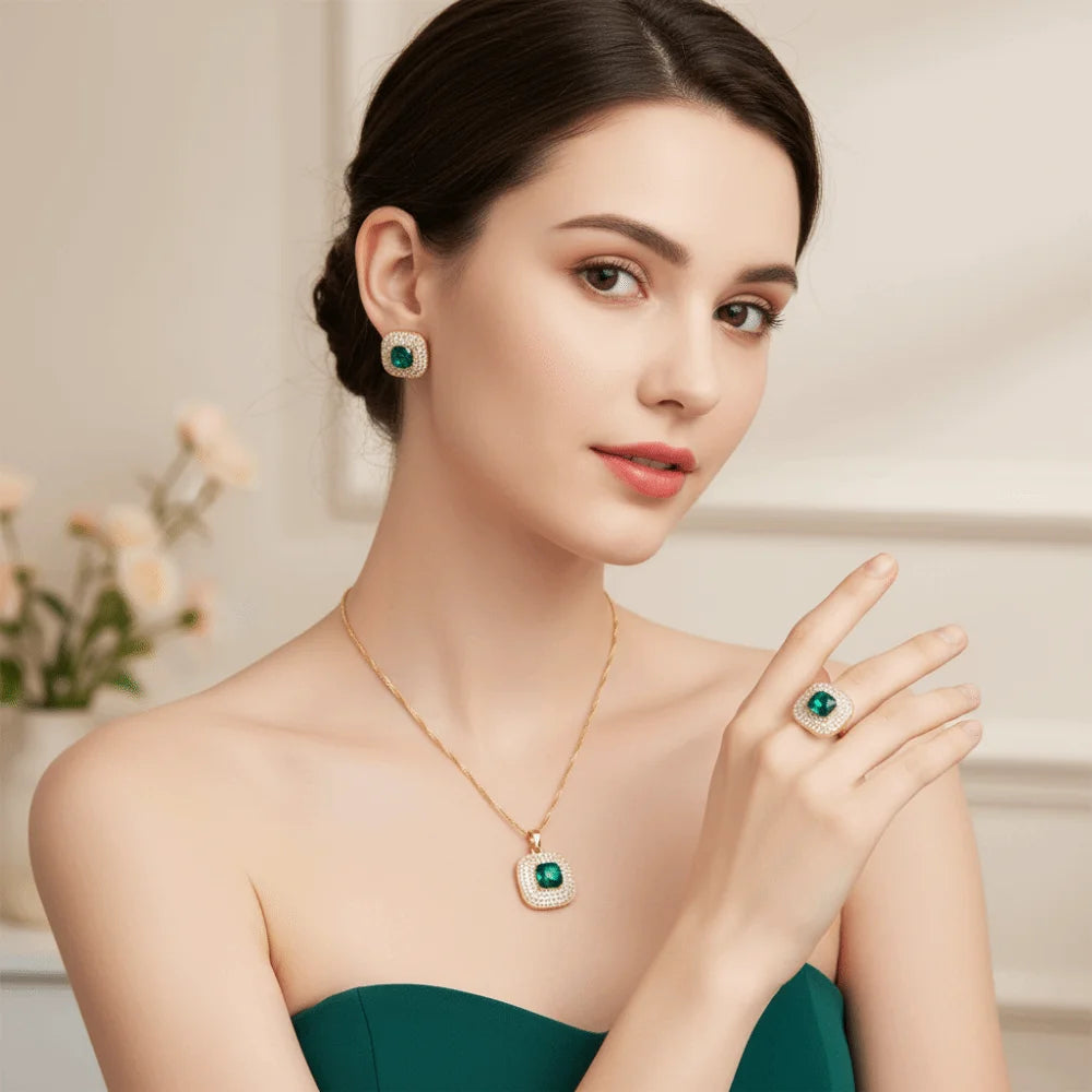 Baroque Crystal Rhinestone Bridal Jewelry Set – Necklace & Earrings Bridal Jewelry Set PLUSH