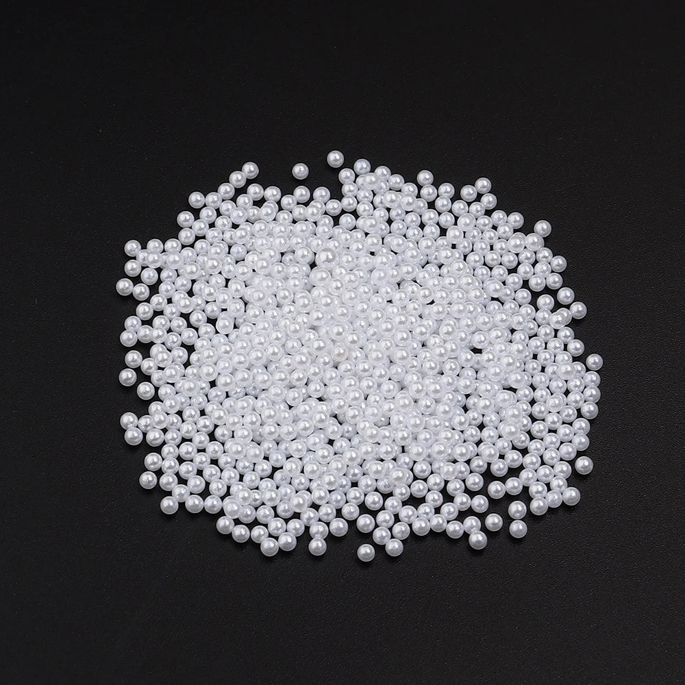 Vintage White ABS Pearl Beads No Hole – 10-1000pcs DIY Craft Loose Craft Beads PLUSH 2mm x 1000pcs