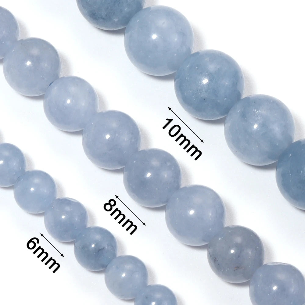 Blue Angelite Natural Stone Beads 6/8/10mm DIY Jewelry Natural Stone Beads PLUSH