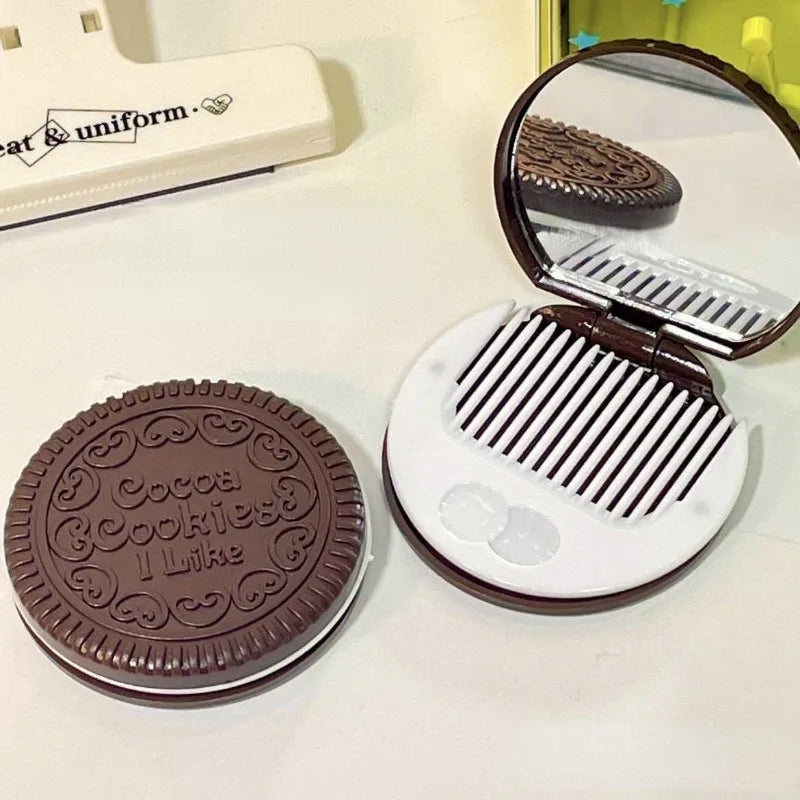 Cute Round Folding Pocket Makeup Mirror with Comb | Kawaii Compact Makeup Mirror PLUSH