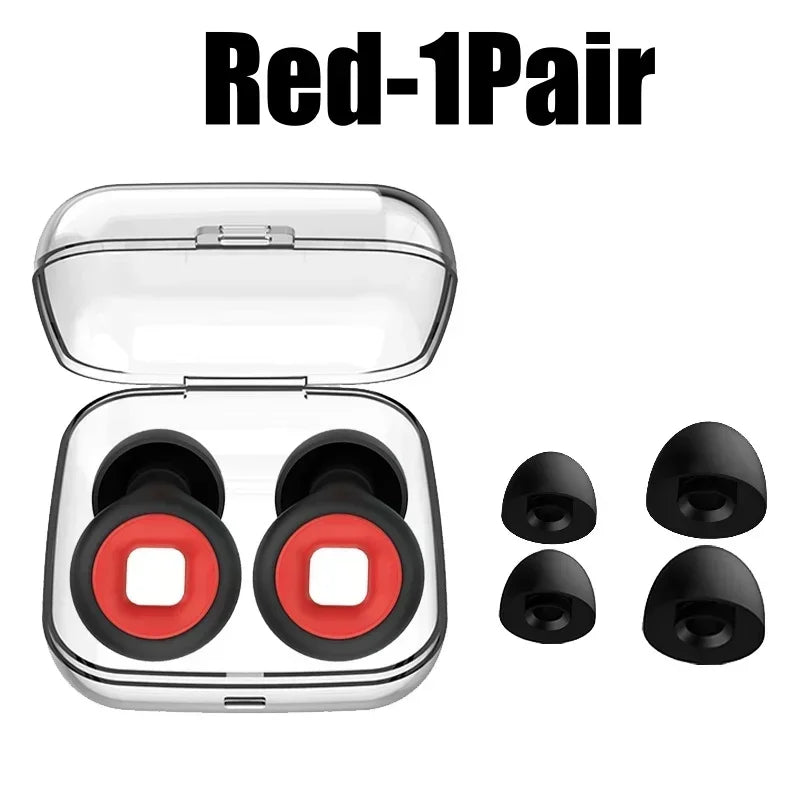 Silicone Earplugs Noise Reduction Soundproof Sleep Ear Plugs Noise Reduction Earplugs PLUSH Red-1Pair
