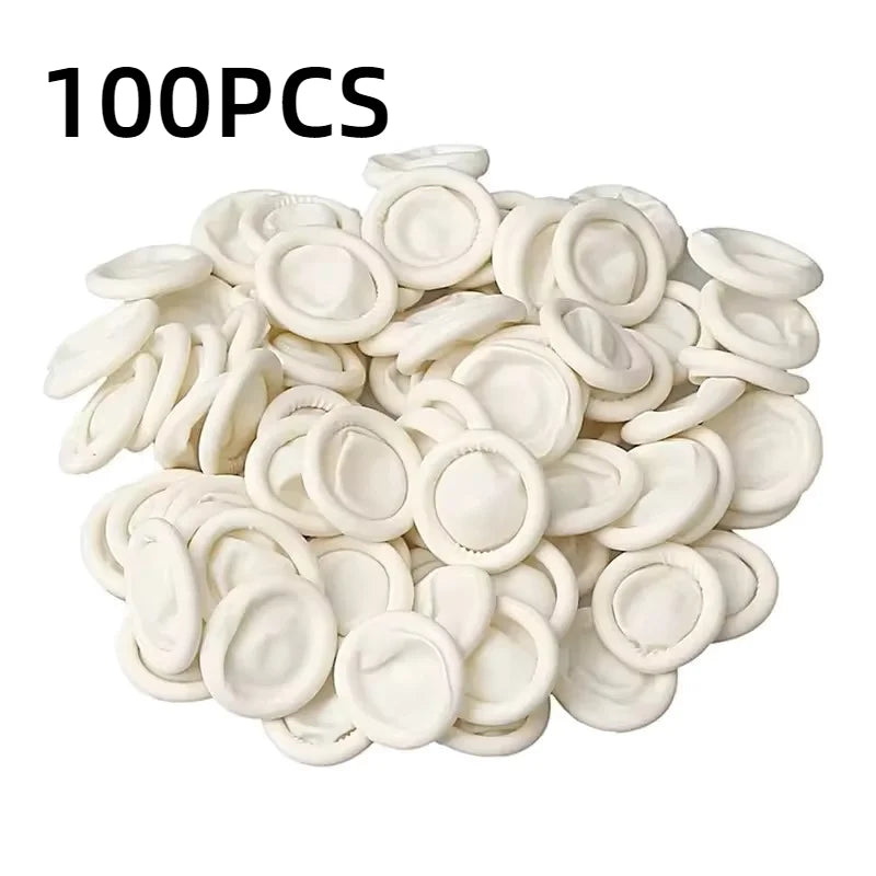 Disposable Latex Finger Cots 50/100/300pcs – Anti-Slip Powder Free Disposable Finger Cots PLUSH White-100PCS