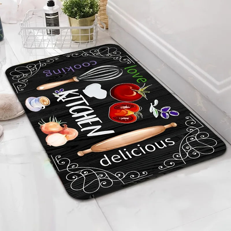 3-Piece Non-Slip Kitchen Mat Set – Knife & Fork Print Kitchen Mat Set PLUSH