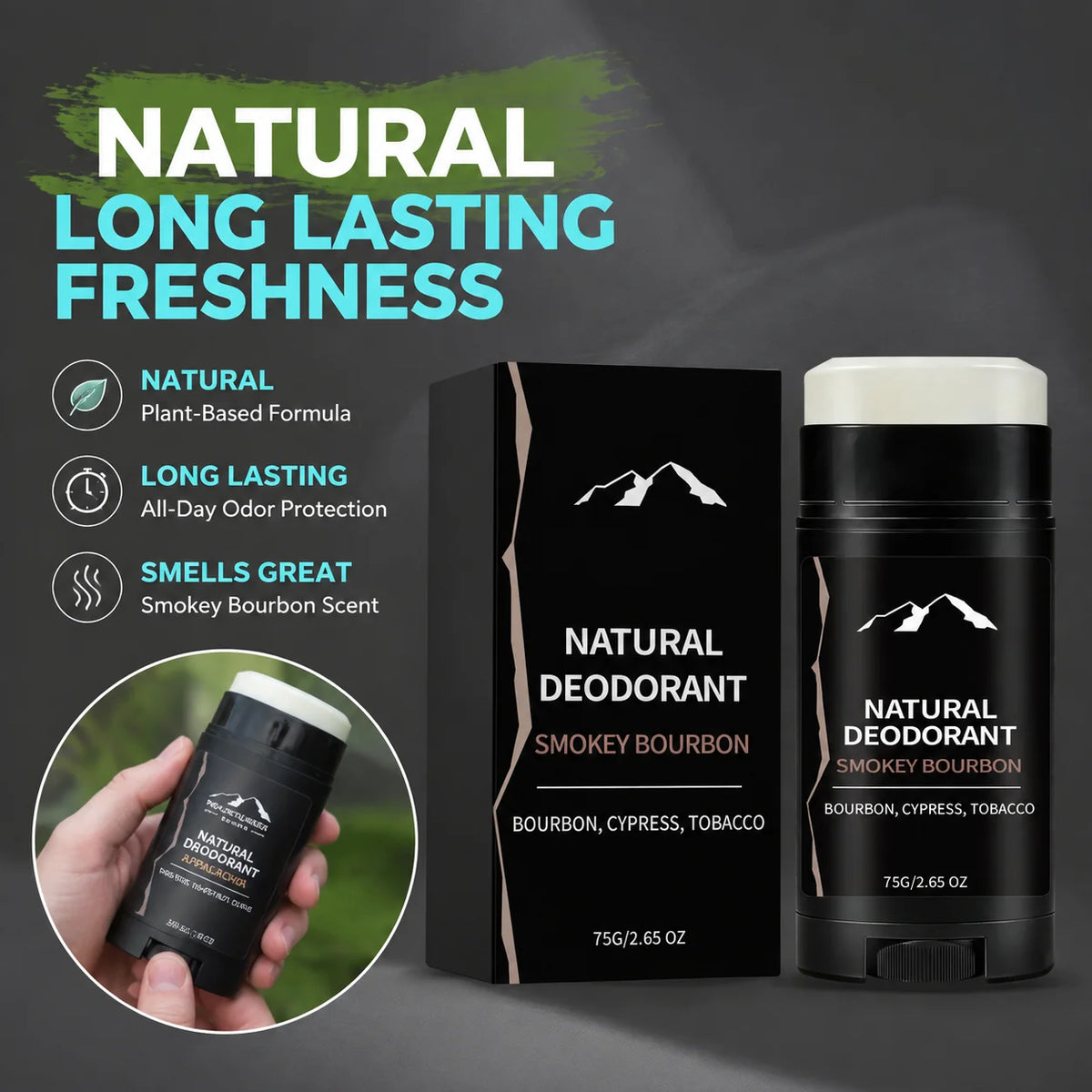 Men's Woody Tobacco Deodorant Stick – Long-Lasting 75g Men's Deodorant Stick PLUSH
