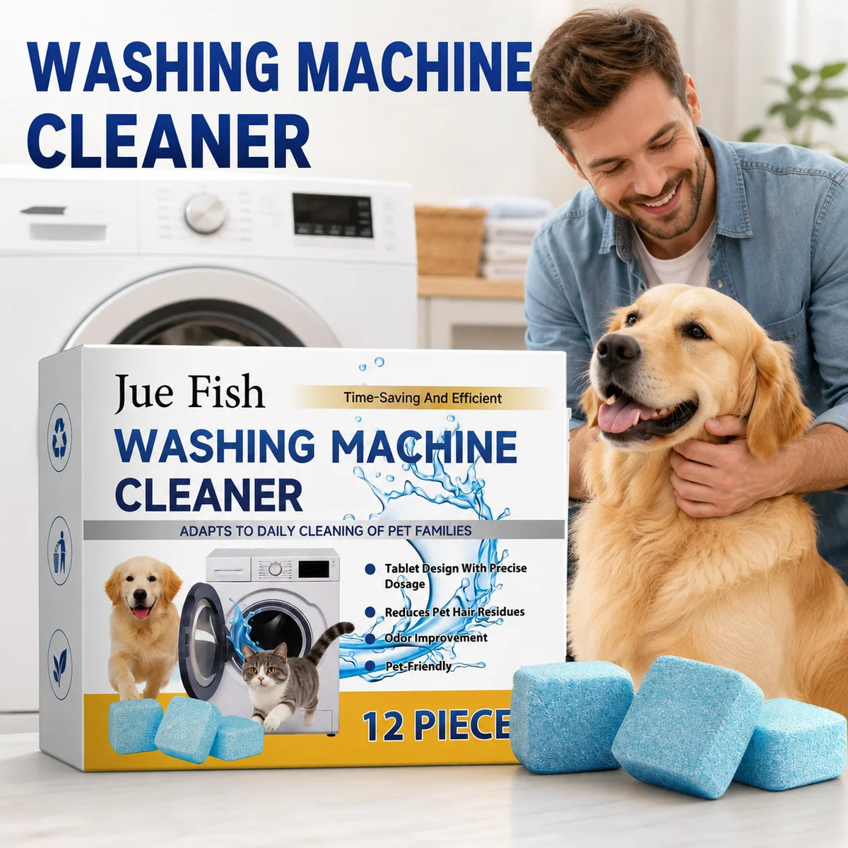 Washing Machine Cleaner Effervescent Tablets 12pcs | Jue-Fish Washing Machine Cleaner PLUSH