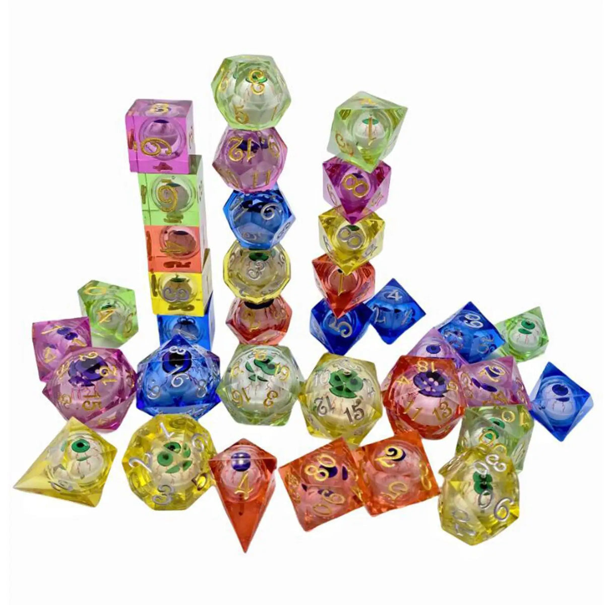 7-Piece Polyhedral Acrylic Dice Set – RPG & Board Games Polyhedral Dice Set PLUSH