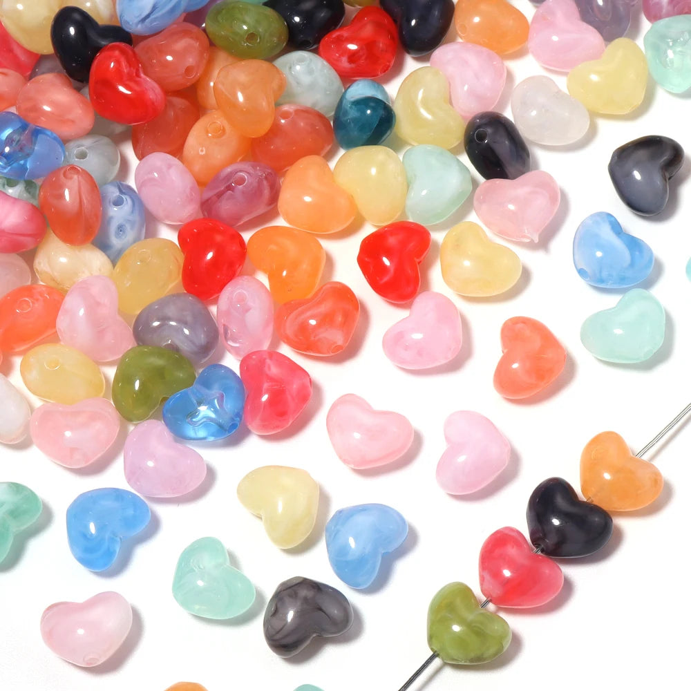 50pcs Two-Tone Heart Acrylic Spacer Beads – DIY Jewelry Acrylic Spacer Beads PLUSH