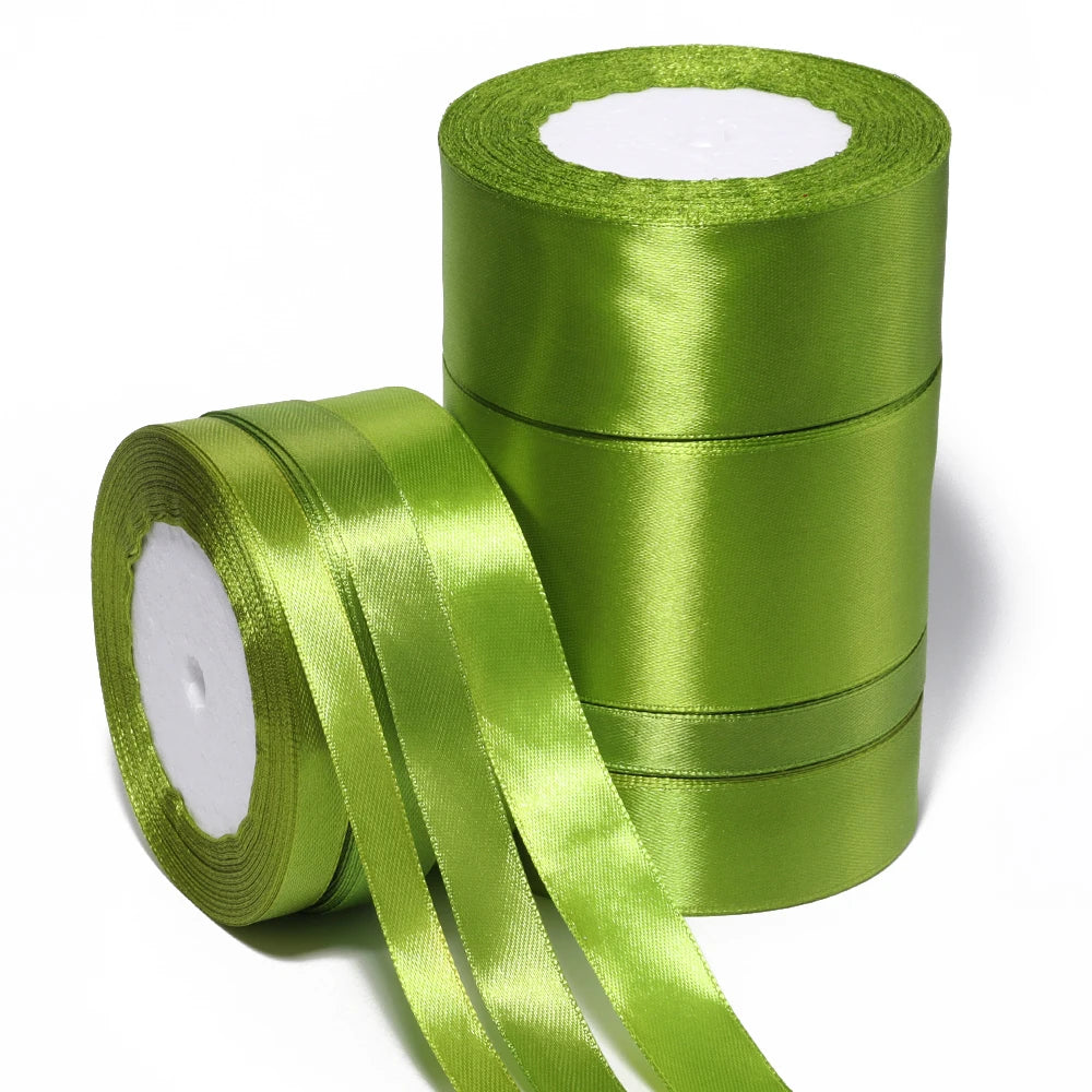 25 Yards Olive Green Satin Ribbon – Multi-Width DIY Craft Satin Craft Ribbon PLUSH