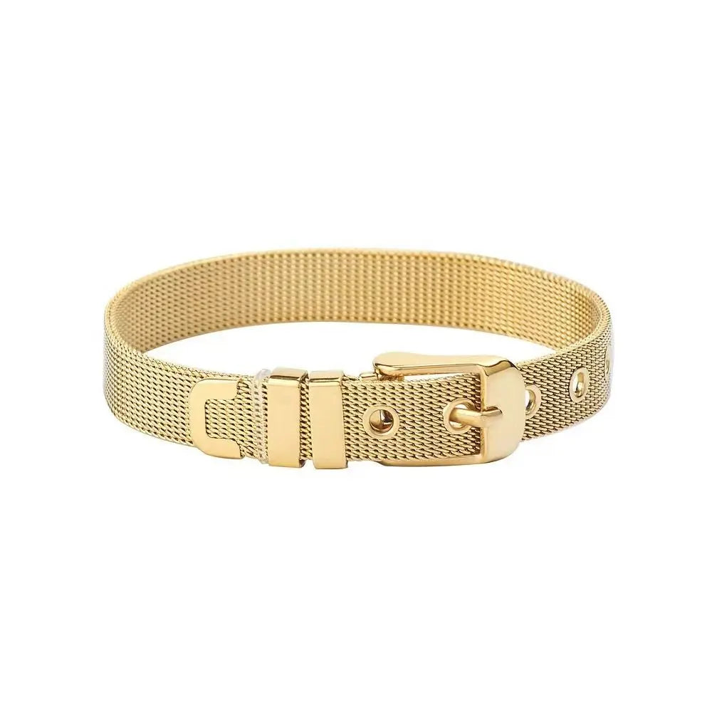 Titanium Steel Mesh Bracelet – Hip Hop Korean Style Unisex Fashion Bracelet PLUSH Gold 8mm