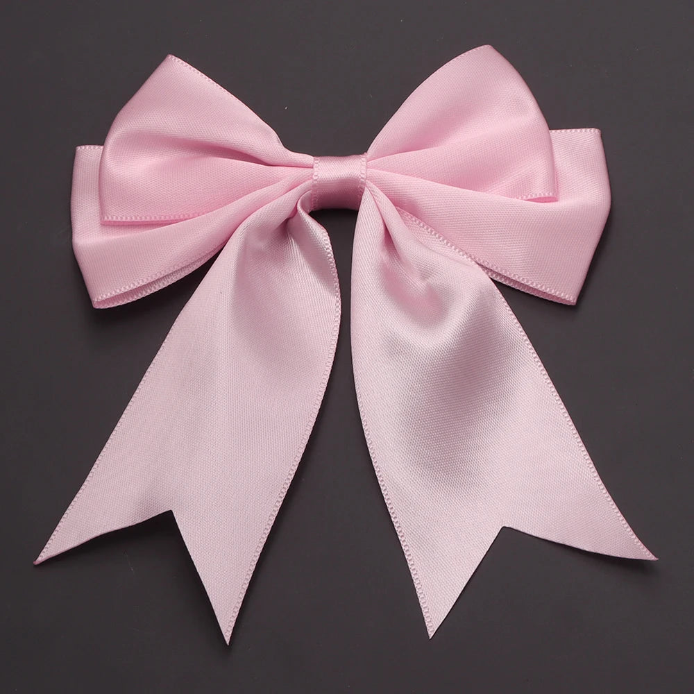 5pcs Double Layer Satin Swallowtail Bows – DIY Hair & Jewelry Ribbon Bow Findings PLUSH pink