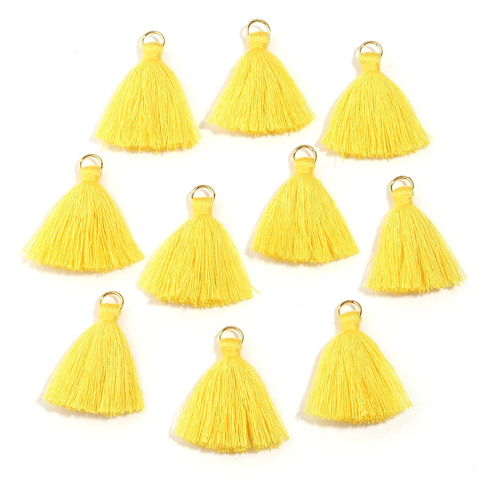 10pcs Mini Silky Tassel Charms 3.5cm – DIY Jewelry Making Tassel Jewelry Charms PLUSH yellow