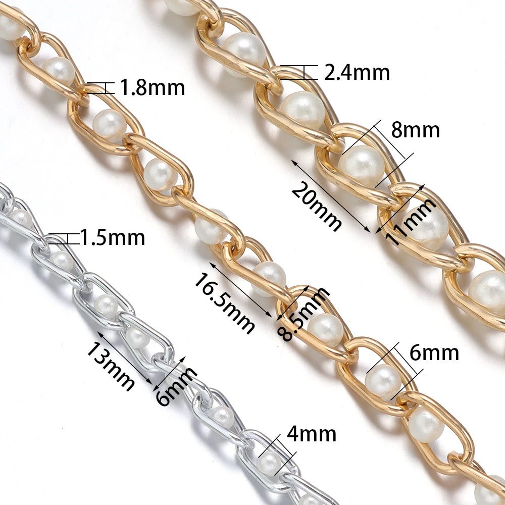 5 Yards Pearl Aluminum Beaded Chain for DIY Jewelry Making Jewelry Making Chain PLUSH