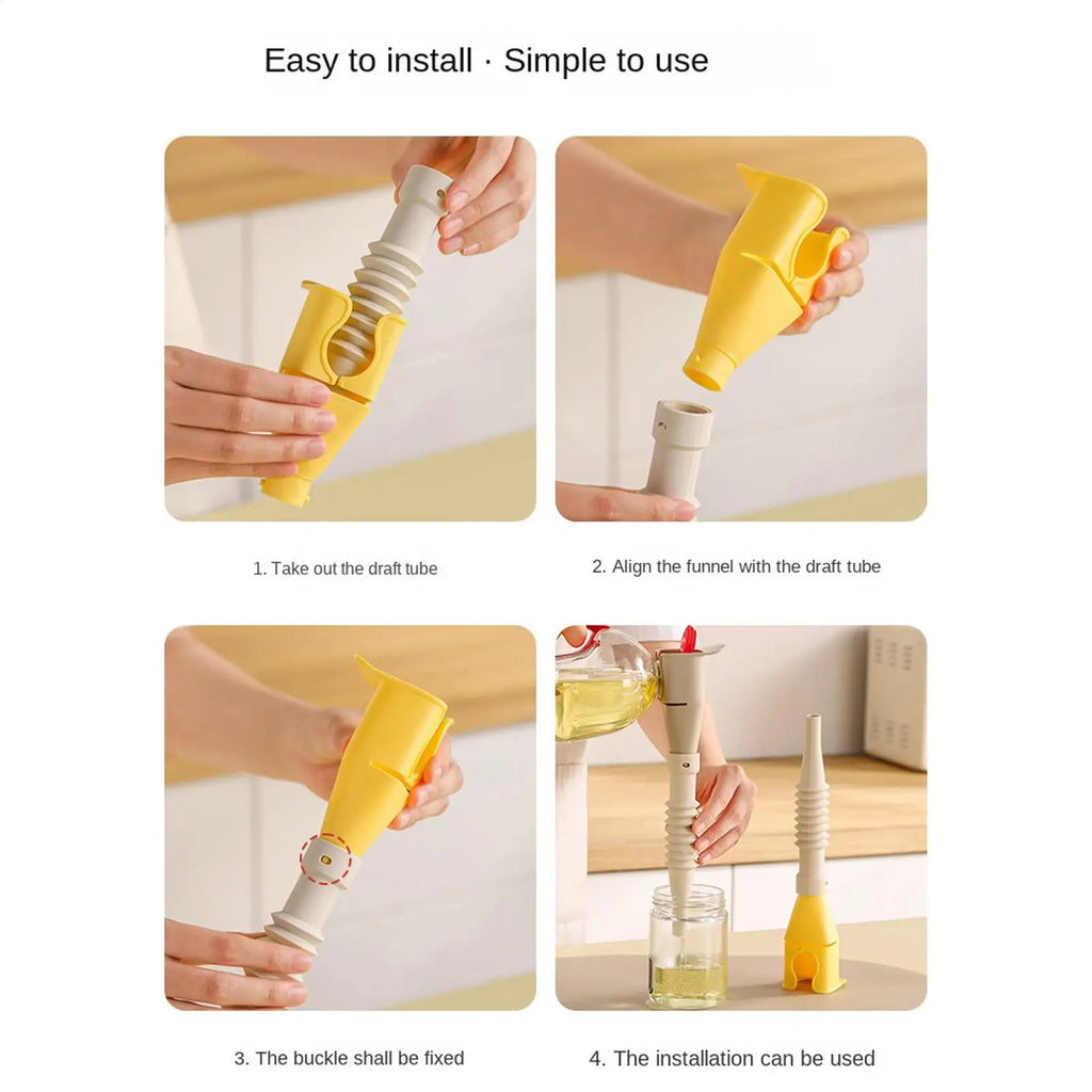 Extendable Spill-Proof Kitchen Funnel for Liquids | PP+Silicone Kitchen Funnel PLUSH