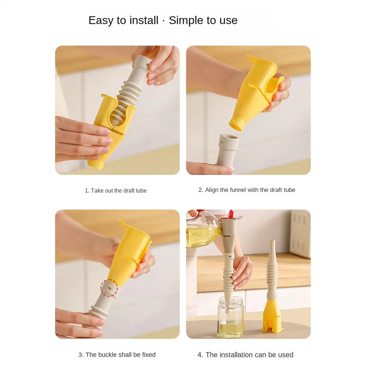 Extendable Spill-Proof Kitchen Funnel for Liquids | PP+Silicone Kitchen Funnel PLUSH