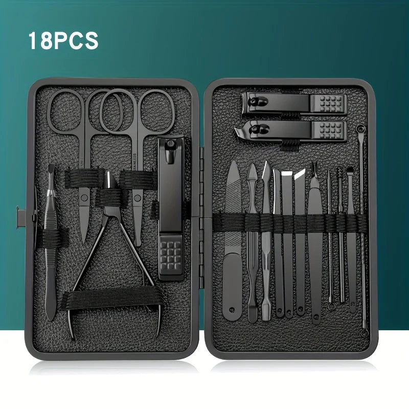 Stainless Steel Manicure & Pedicure Set 7–18 Pcs | Nail Kit Nail Grooming Kit PLUSH