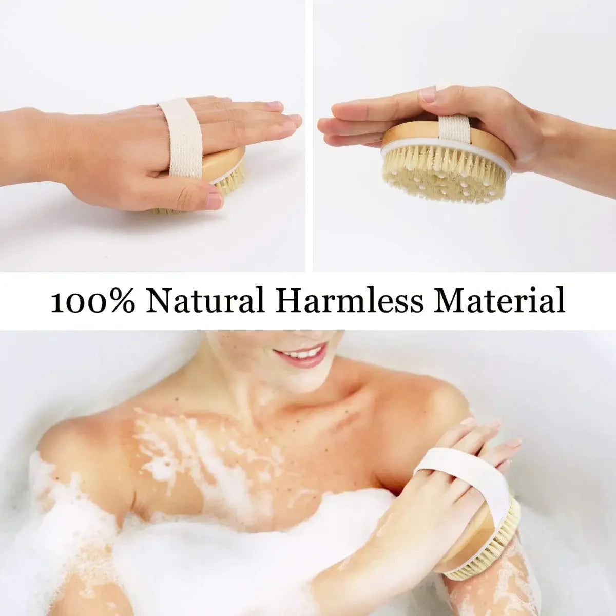 Natural Boar Bristle Body Brush – Wet & Dry Exfoliating Massage Body Exfoliating Brush PLUSH