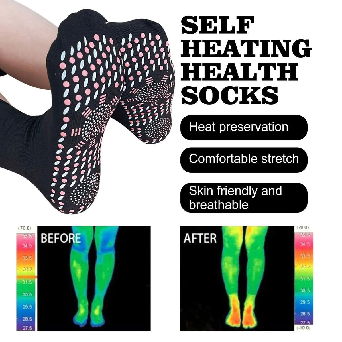 Tourmaline Self-Heating Mid-Calf Socks – Warm Women's Socks Thermal Knit Socks PLUSH