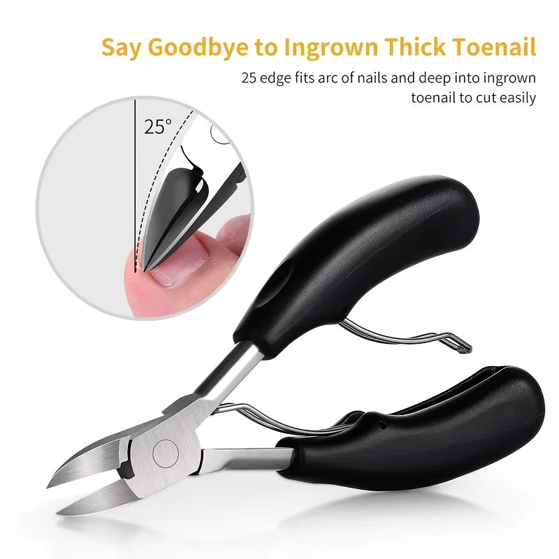 Ouriner Black Stainless Steel Cuticle Nipper & Nail Clipper Nail Manicure Set PLUSH