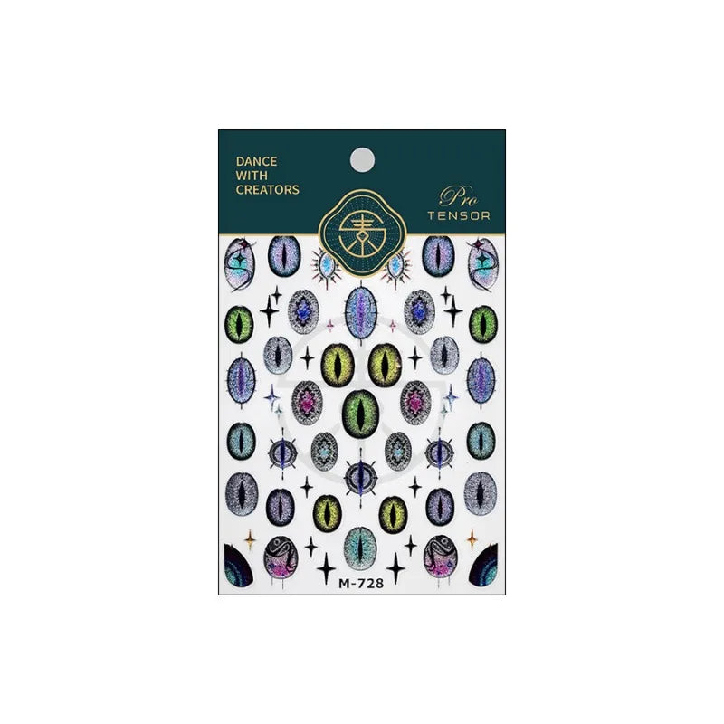 Cat's Eye Dragon Snake Eye Nail Stickers Punk Y2K Decals Nail Art Stickers PLUSH