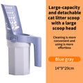 All-in-One Cat Litter Scoop with Waste Bin & Detachable Shovel Cat Litter Scoop PLUSH Blue Gray