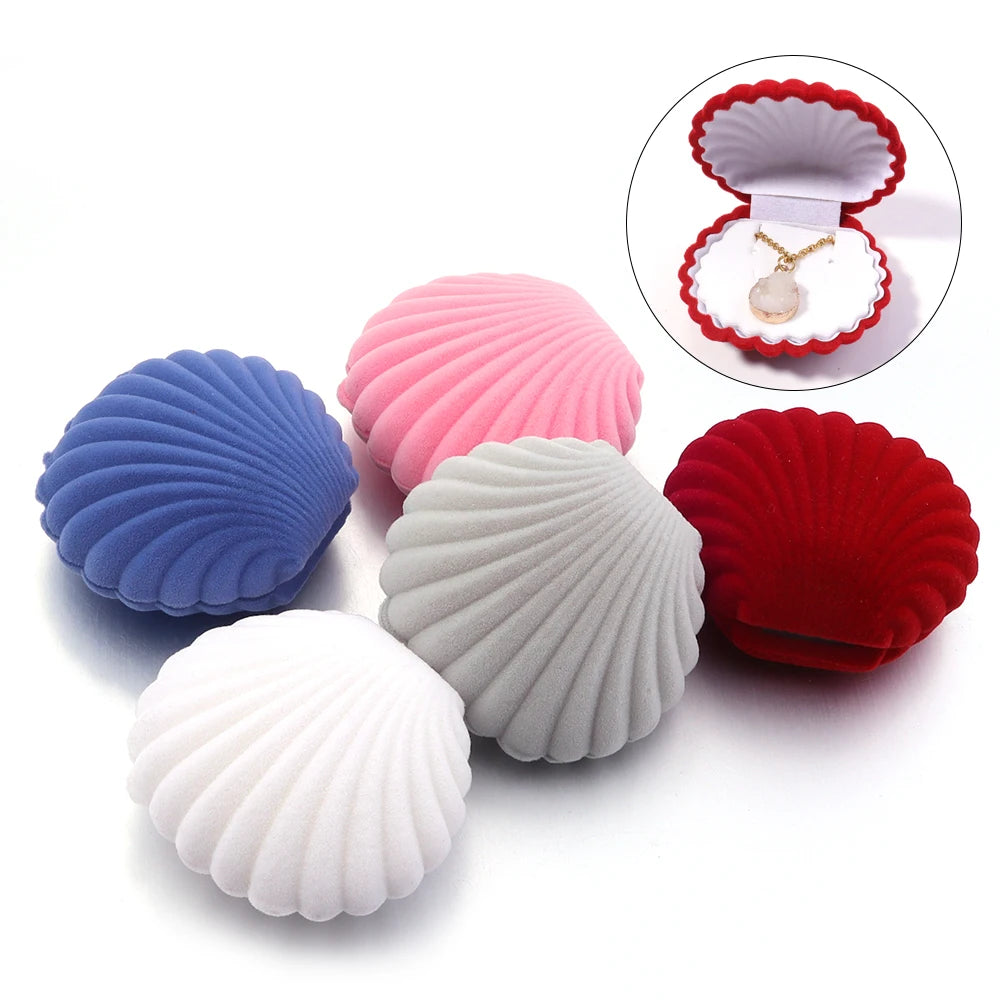 Shell Shape Velvet Jewelry Box – Ring, Earring & Gift Storage Jewelry Gift Box PLUSH