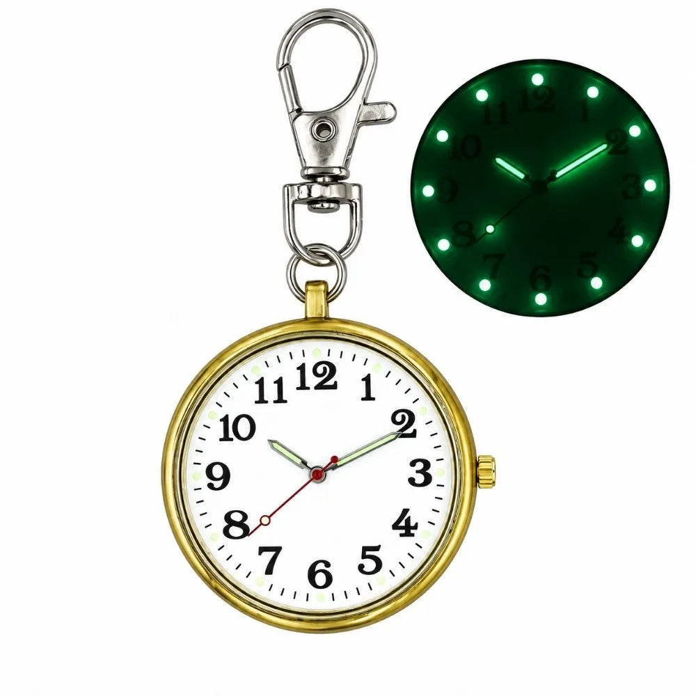 Vintage Luminous Pocket Watch Mini Quartz Keychain Clock Pocket Watch PLUSH Gold