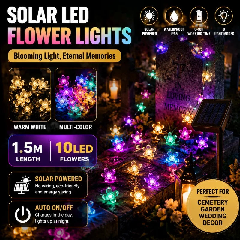 Solar Cherry Blossom LED String Lights – Garden & Party Decor Solar String Lights PLUSH