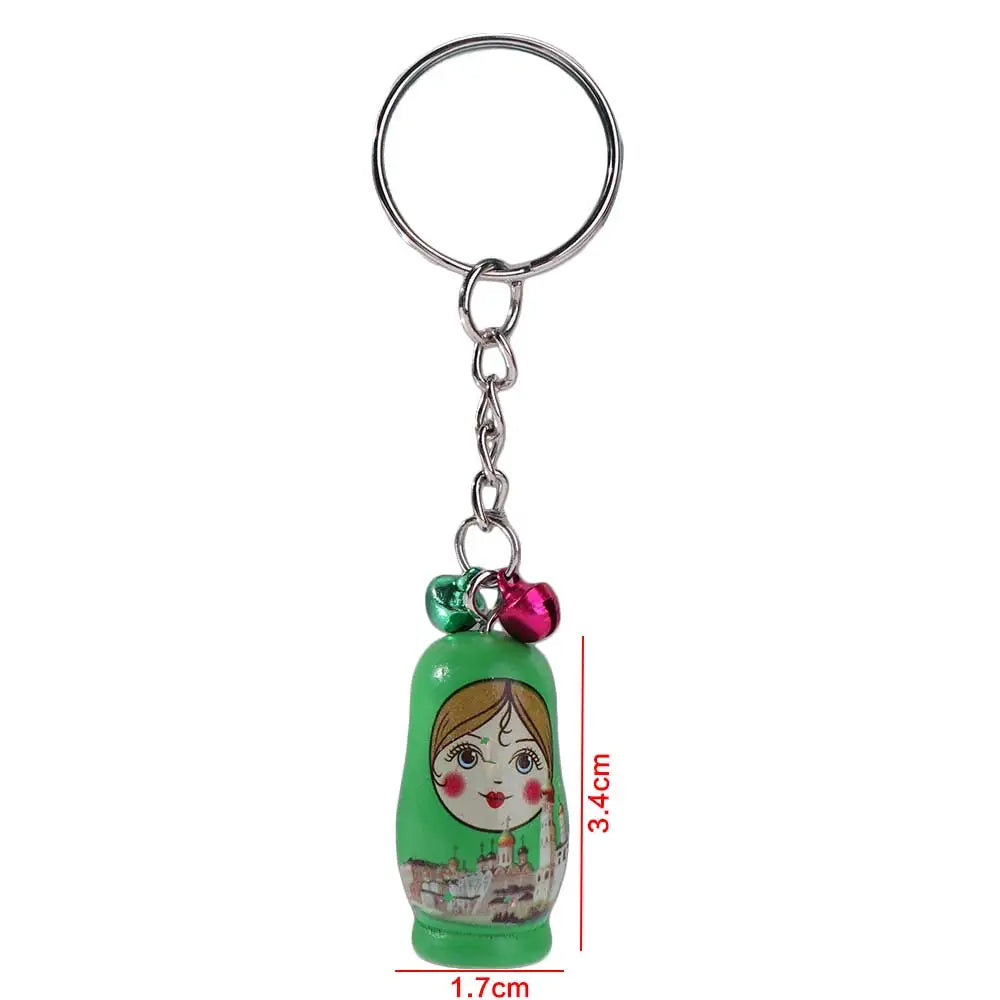 Wooden Matryoshka Russian Doll Key Ring Pendant – Creative Gift Wooden Doll Keychain PLUSH