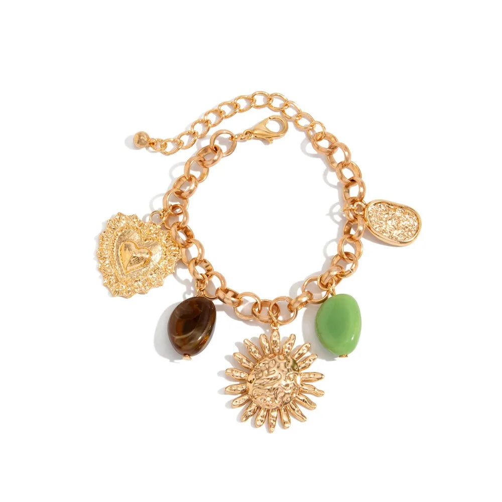 Enamel Charm Bracelet – Floral Bohemian Glaze Chain & Link Enamel Charm Bracelet PLUSH Style 1