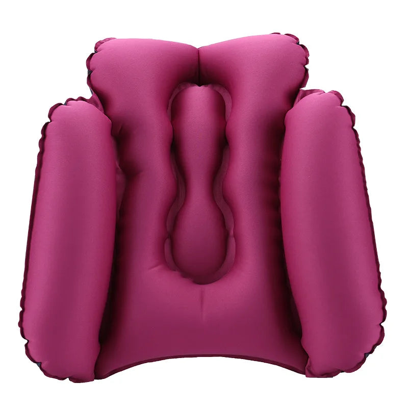 Inflatable Lumbar Pillow – Car Seat & Travel Back Cushion Inflatable Lumbar Pillow PLUSH rose red