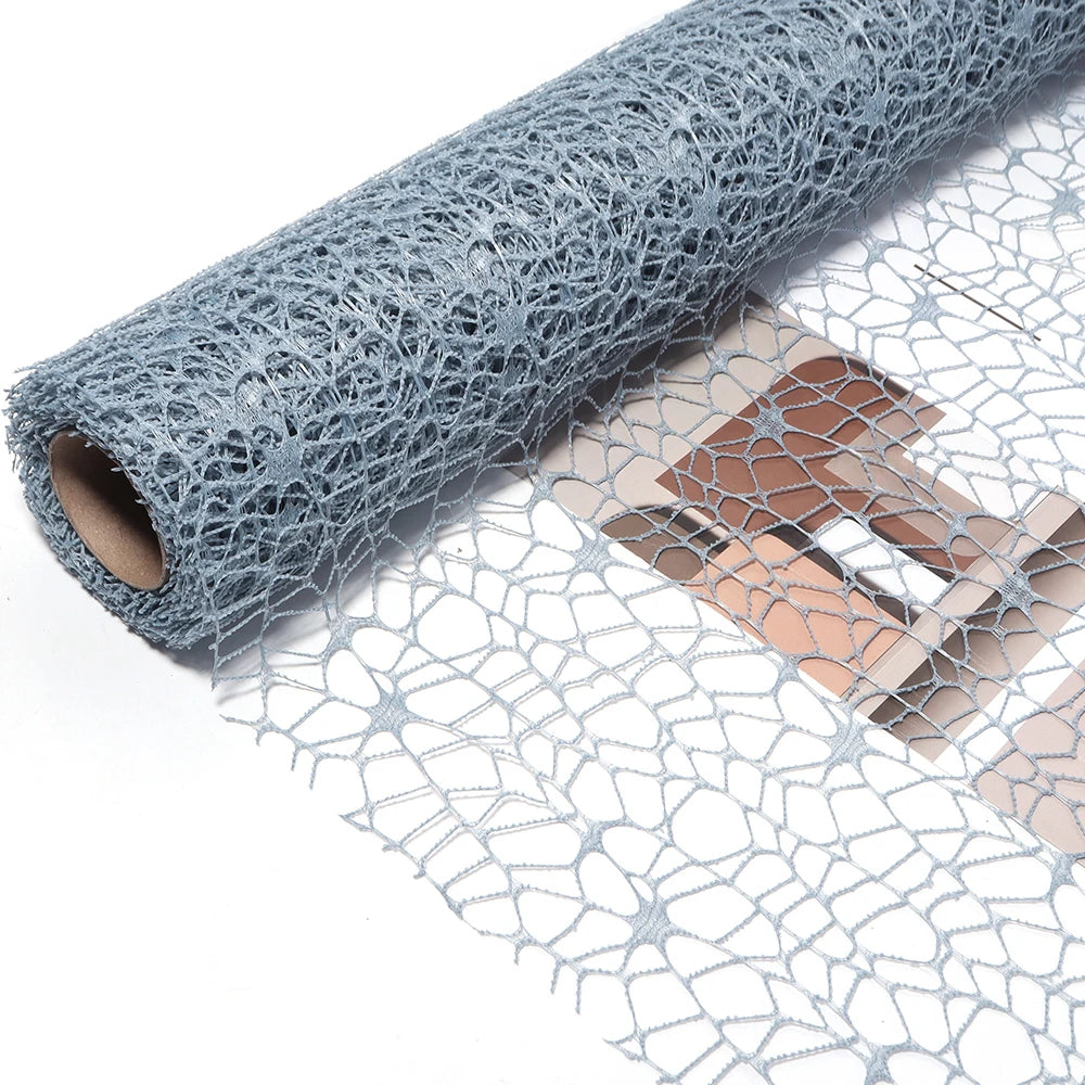 50m Korean Hollow Mesh Floral Wrapping Net Yarn Bouquet Roll Floral Wrapping Mesh PLUSH gray blue