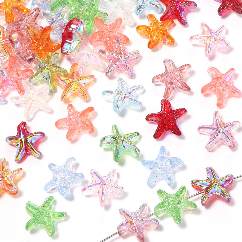 20pcs AB Starfish Glass Spacer Beads – DIY Jewelry Making Glass Spacer Beads PLUSH