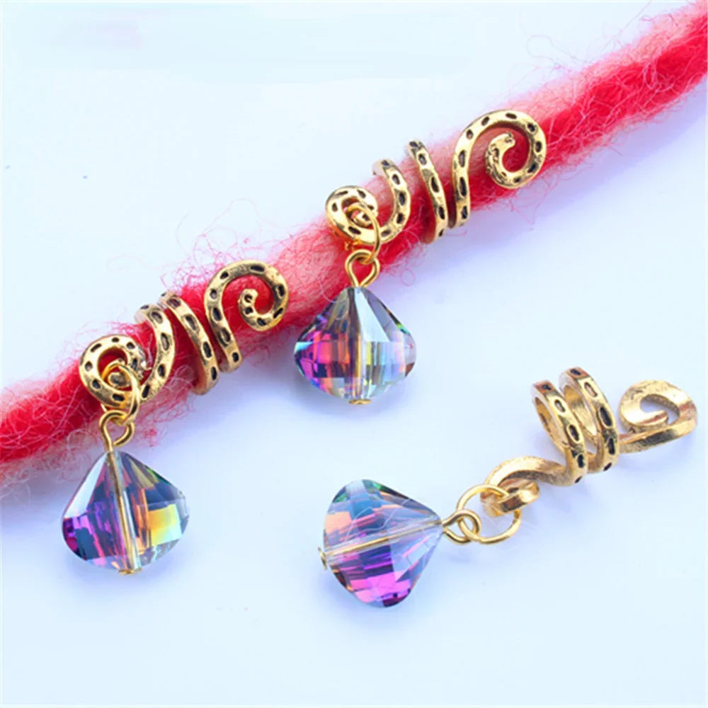 5pcs Hollow Flower Hair Cuffs – Dreadlock Braid Rings & Tubes