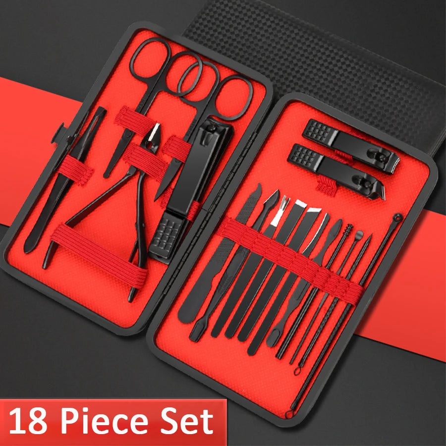 Stainless Steel Manicure Set – 7–24 Piece Nail Clipper Kit Manicure Nail Kit PLUSH 18 PCS SET