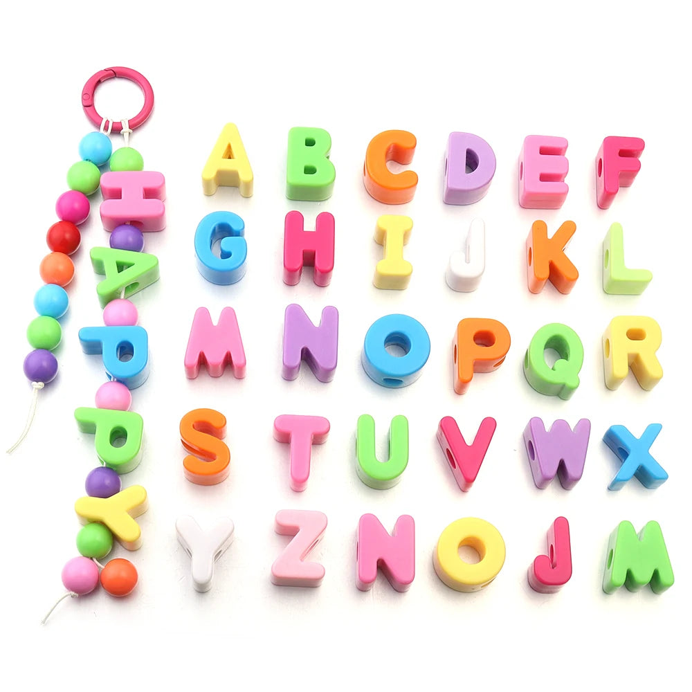 10pcs Multicolor Acrylic Alphabet Letter Beads for DIY Jewelry Alphabet Craft Beads PLUSH