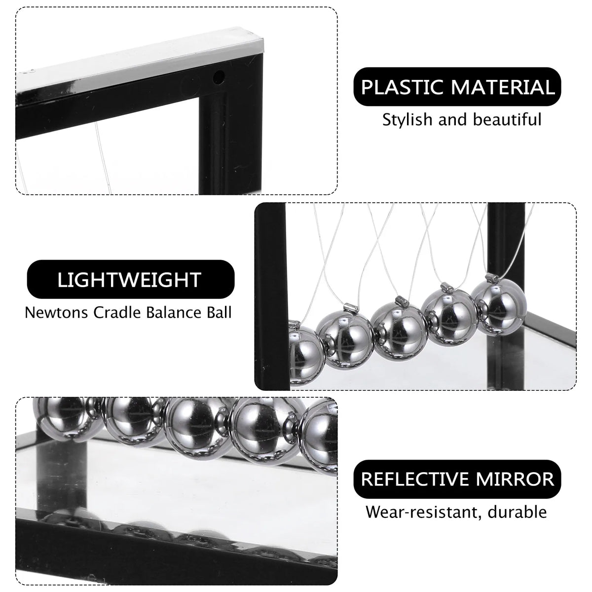 Newton's Cradle Mirror Pendulum Balls – Physics Desk Decor Physics Desk Toy PLUSH