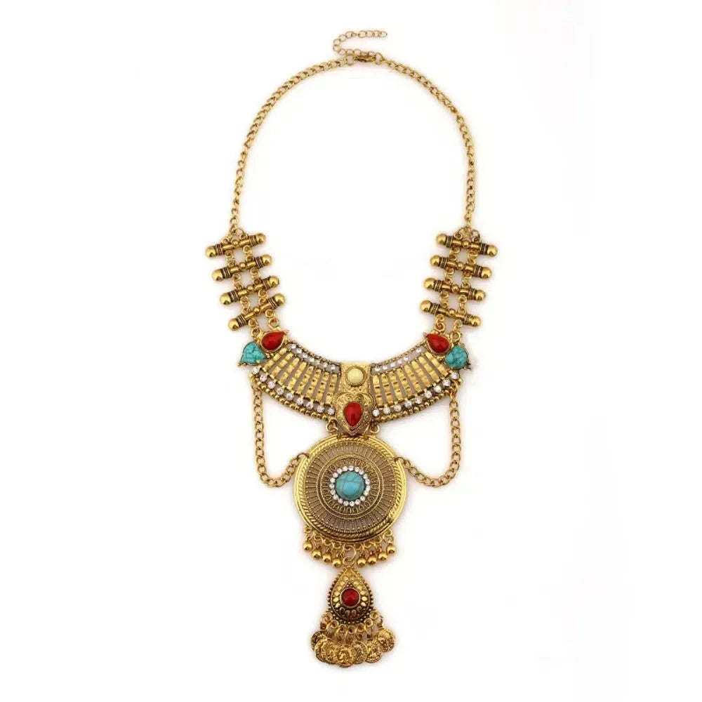 Vintage Bohemian Tassel Necklace – Ethnic Stone & Tibetan Beads Pendant Tassel Necklace PLUSH Style C
