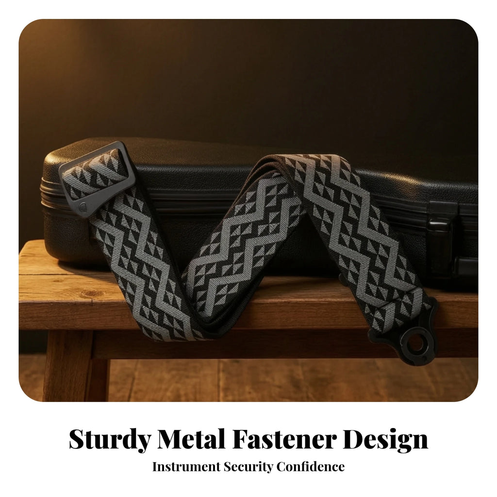 Self-Locking Padded Guitar Strap – Auto Lock Polypro Nylon Guitar Strap PLUSH