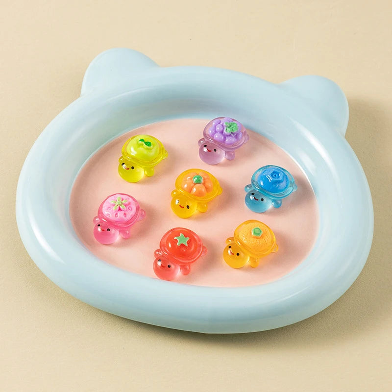 10pcs Mini Glow Resin Turtle Figurines – Dollhouse Desk Decor Miniature Figurines PLUSH
