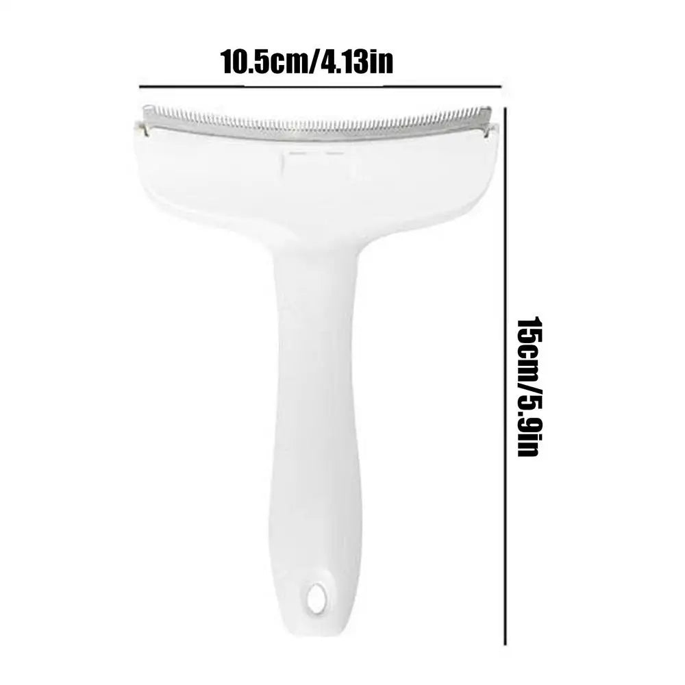 Self-Cleaning Pet Dematting Comb for Cats & Dogs Pet Grooming Comb PLUSH White