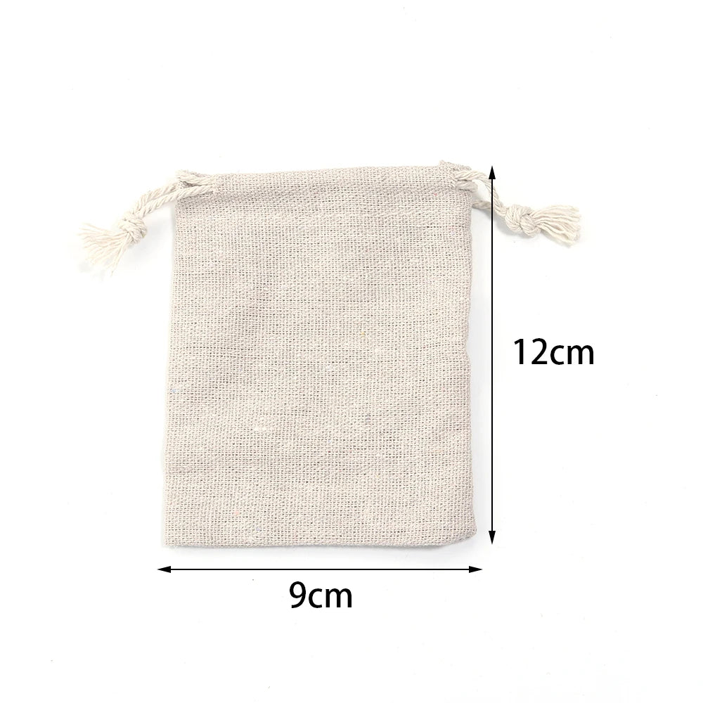 Linen Drawstring Pouches 5-10pk – Cotton Gift Bags for Jewelry Drawstring Gift Pouches PLUSH 9x12cm x 10pcs as show