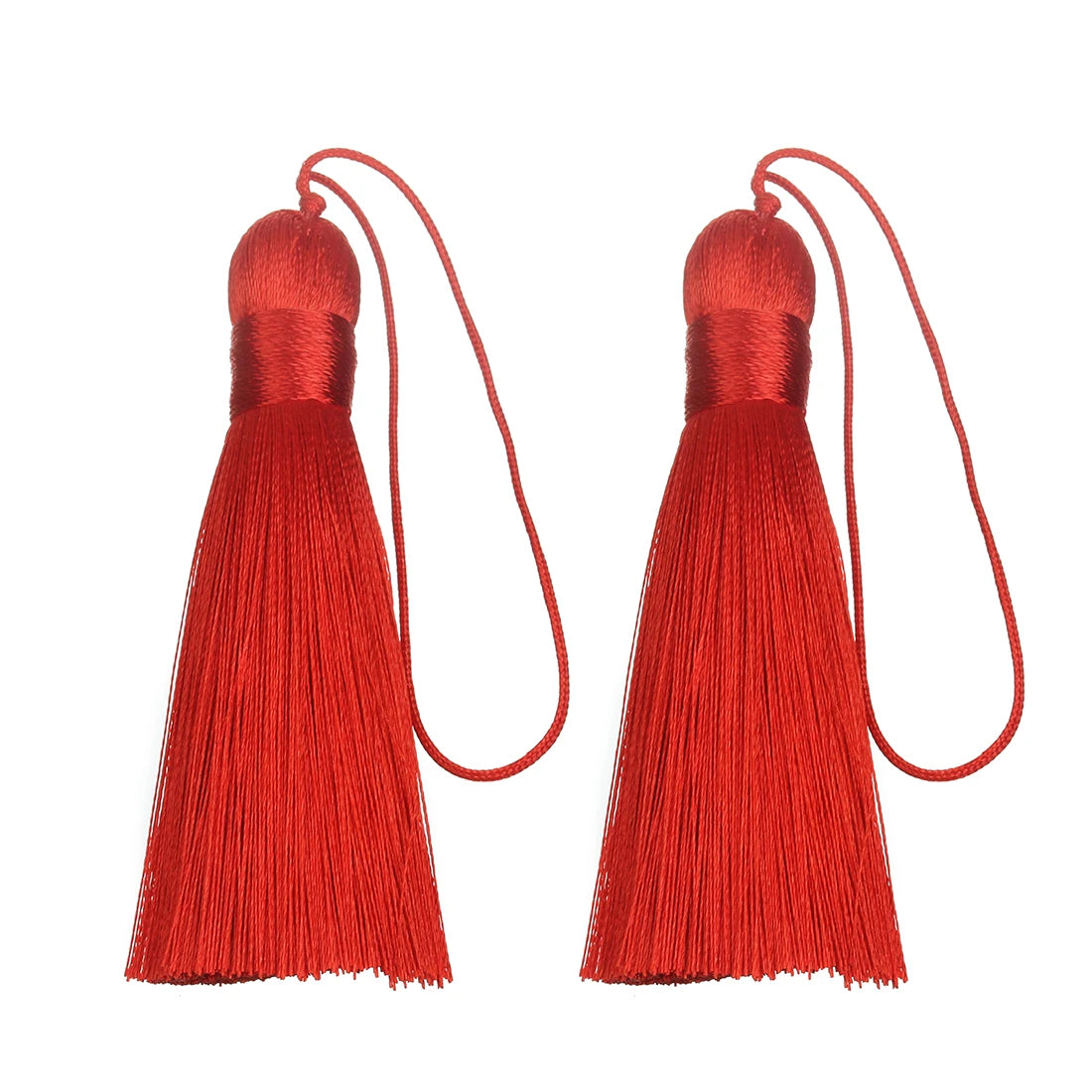 6pcs Colorful Silky Tassel Pendants – DIY Jewelry & Home Decor Tassel Fringe Pendant PLUSH red