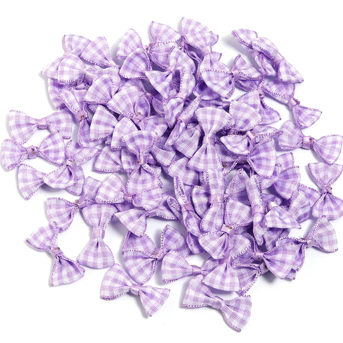 30pcs Scottish Checker Ribbon Bows – Wedding & DIY Craft Decor Ribbon Bows PLUSH Purple 1.5x3cm
