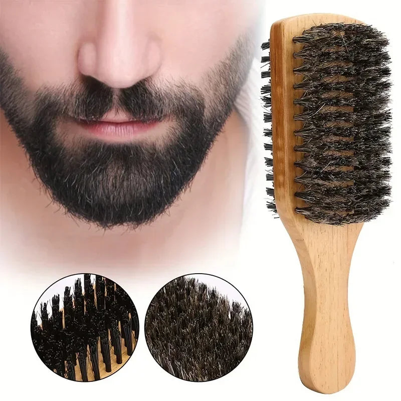 Men's Boar Bristle Beard & Hair Brush – Natural Wood S/M/L Beard & Hair Brush PLUSH